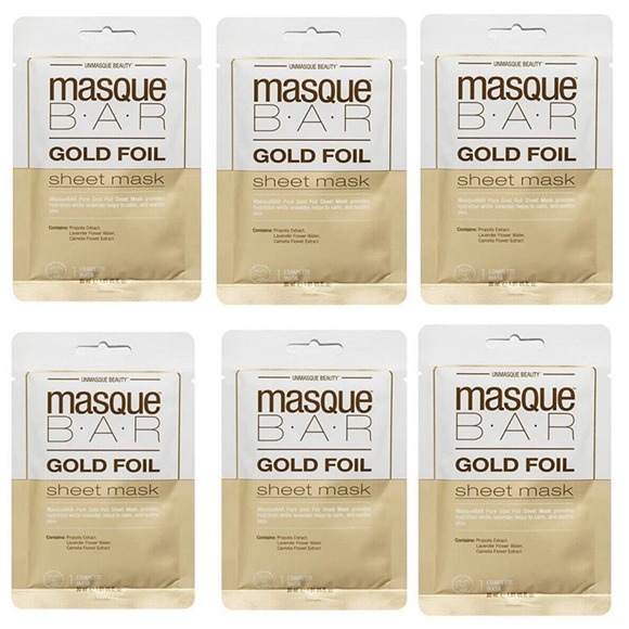 6x Masque Bar GOLD FOIL Sheet MASK 1.01oz Hydrate Calming Lavender 1.01 fl oz ea - Picture 1 of 4